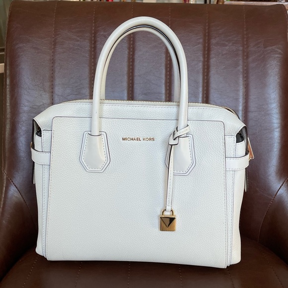 Michael Kors Mercer Pebbled Leather Satchel - Picture 3 of 13